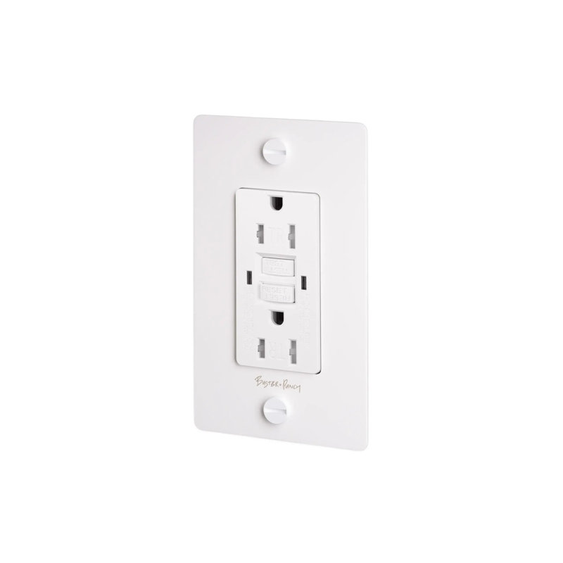1G Duplex GFCI Outlet / With Logo, Brass
