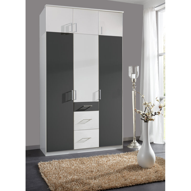 Arango 135cm Solid Wood Closet System, Alpine white, Charcoal