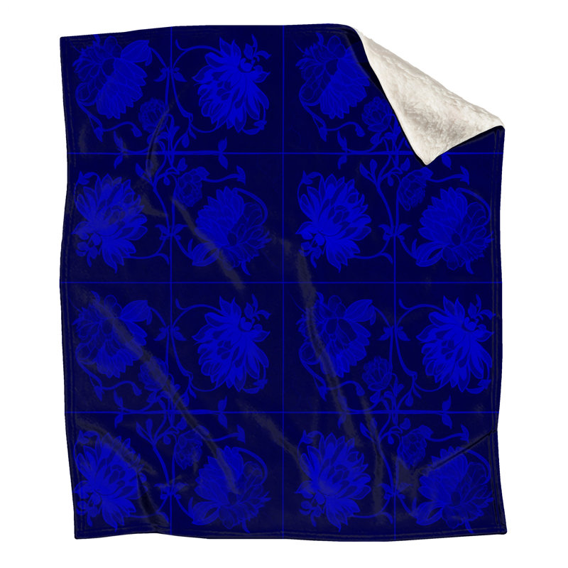 Blue Floral Pattern Blankets, 50in W x 60in H