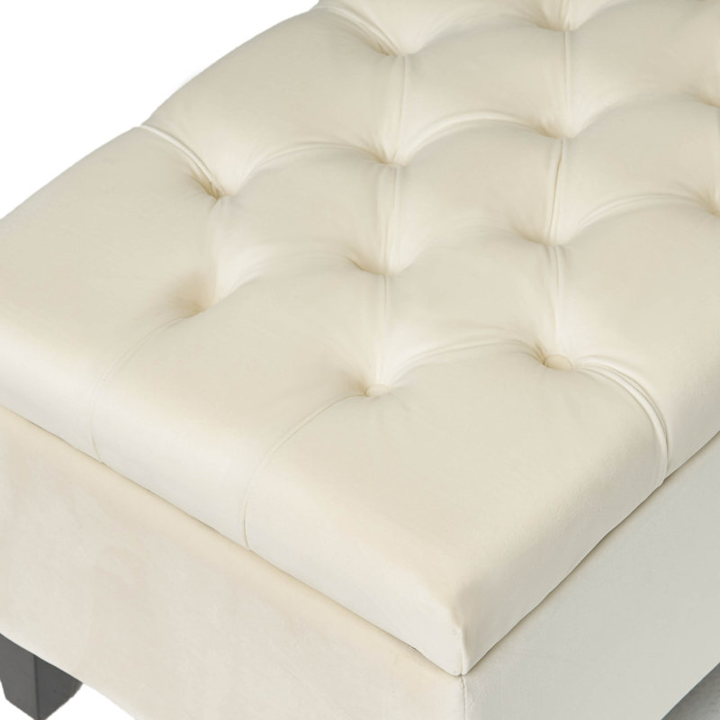 Rectangular Storage Stool, Beige