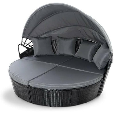Rokisha 4572cm Wide Curved Metal Patio Daybed with Cushions