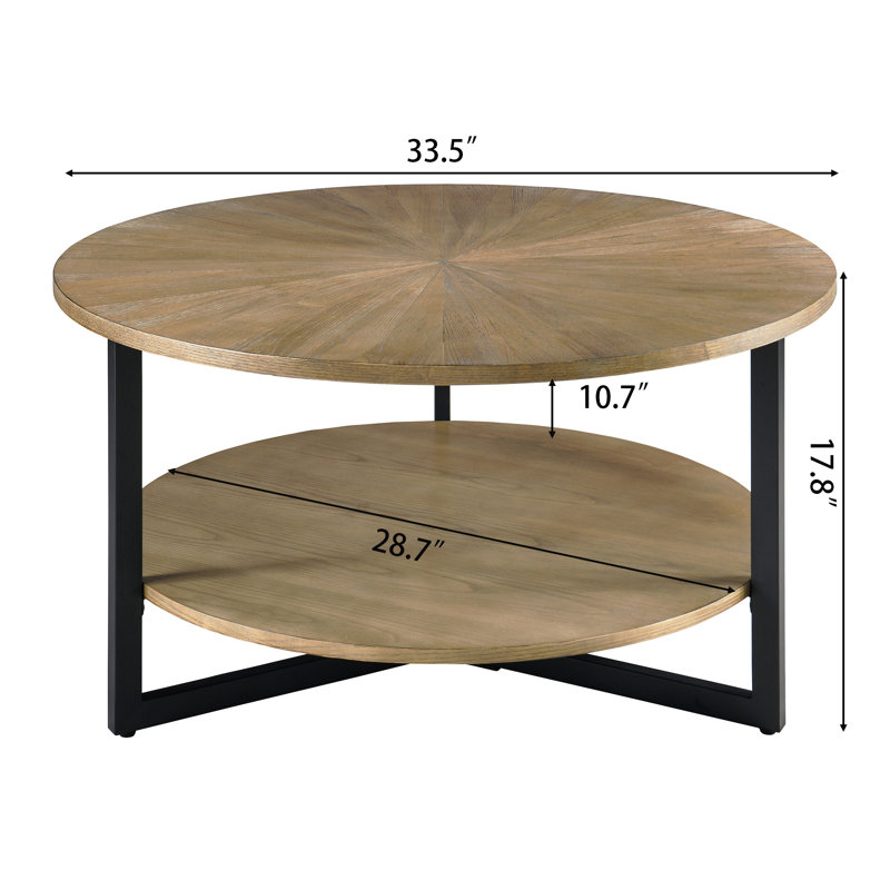 Frame Coffee Table with Storage, Brown Ash/Black