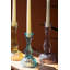  Set of Six Glass Taper Candle Holders Multicolor Design Decorative Tabletop Decor Accent Transparent Finish