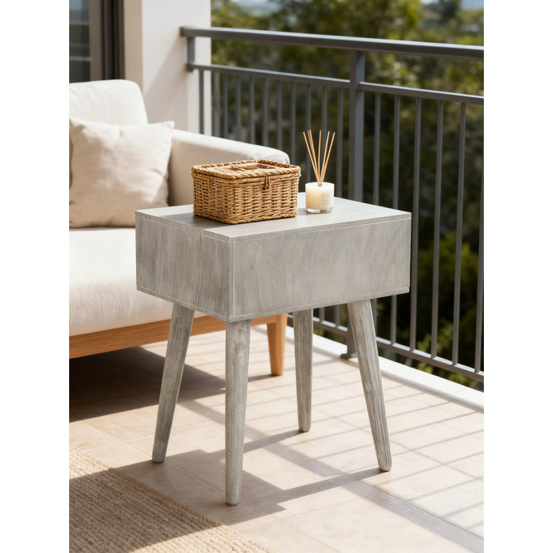Table d'appoint moderne pour le salon et la chambre à coucher, table d'appoint industrielle avec finition gris ardoise, fabrication en bois de pin durable pour la décoration de bureau personnel