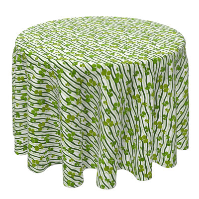 Round Striped Cotton Twill Tablecloth