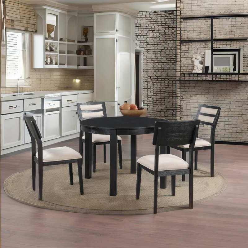 Ensemble repas pour 4 personnes Apoline, Noir, Noir