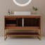Meuble-lavabo moderne de 36 po avec lavabo vasque en céramique, armoire d'appoint dorée-134182119
