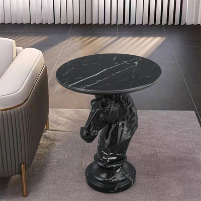 Statue de cheval, table d'appoint, table de bout, salon, noir