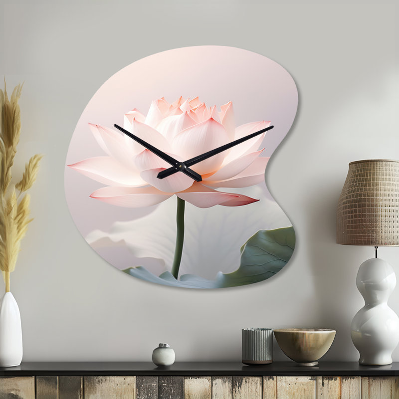 Hindouisme Art Lotus Serenity - Horloge murale asymétrique en métal, forme unique traditionnelle, Grand