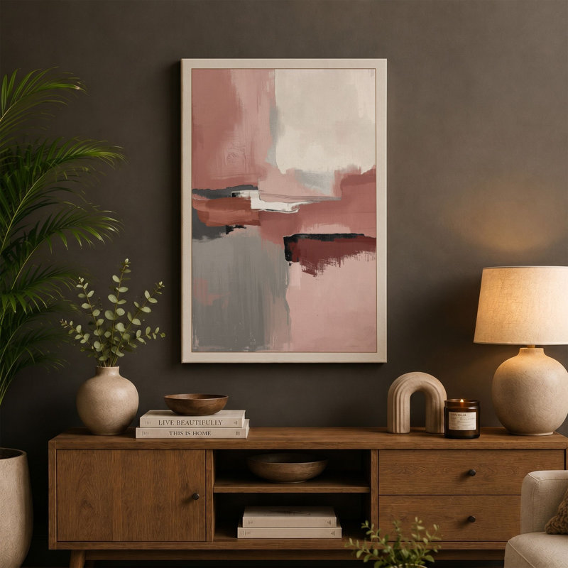Soft Horizons Abstract - Wrapped Canvas, 24x16 - 61.0 x 40.6 cm, Ochre Border