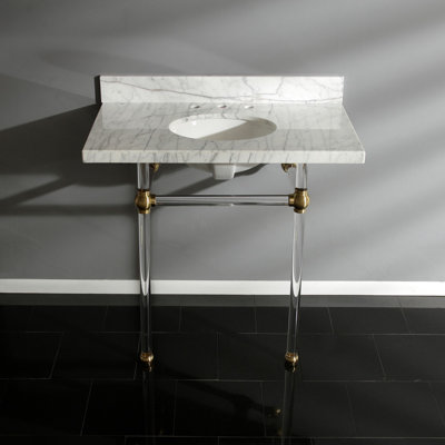 Kingston Brass Templeton 36-Inch Carrara Marble Vanity Top with Clear Acrylic Legs (8-Inch, 3-Hole)