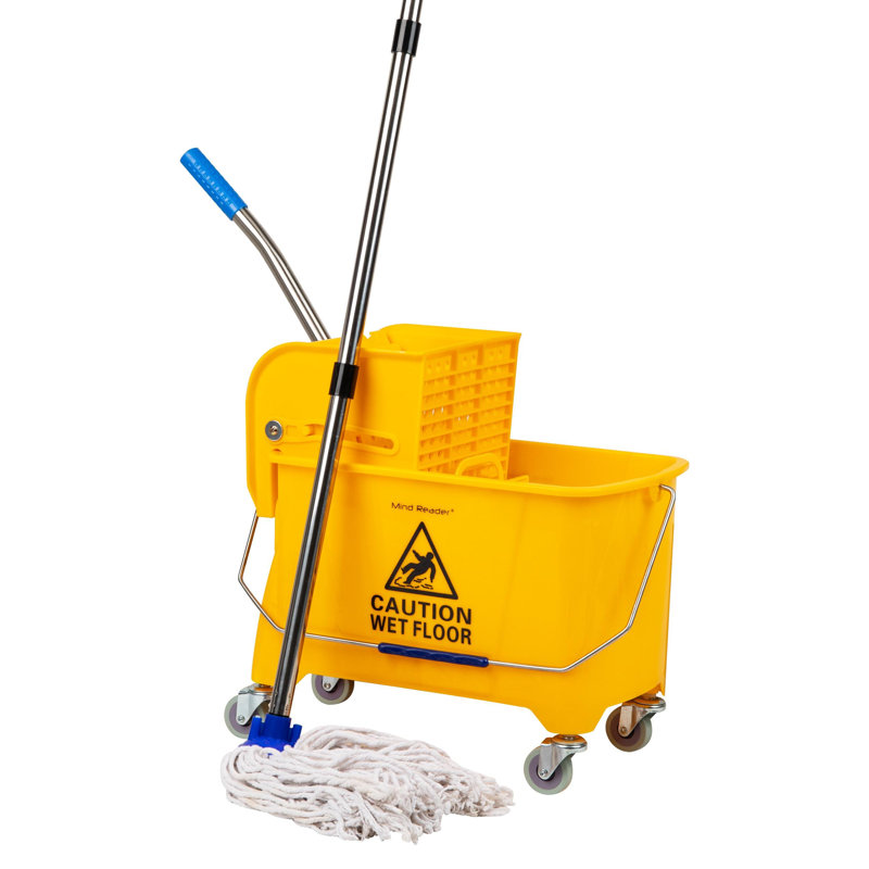 Mind Reader Bucket with Wringer and Mop Set, 22 Qt (5.5 Gallon), Floor Cleaning, Wheels