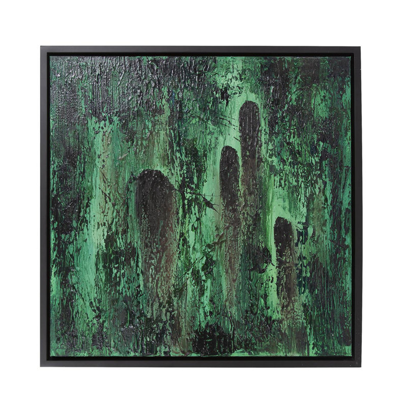 Comète, fusée verte, art original peint à la main, Vert