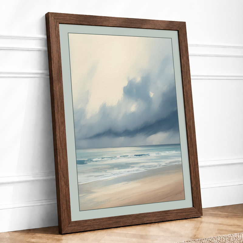 Seascape at Dusk Coastal - Framed Print, A3 - 42.0 x 29.7 cm, Walnut