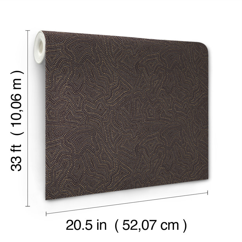 Hollenback Gold Dotted Abstract Wallpaper, Black