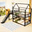 Metal Bunk Bed With House-Shaped, Slide And Guardrails-1724166142