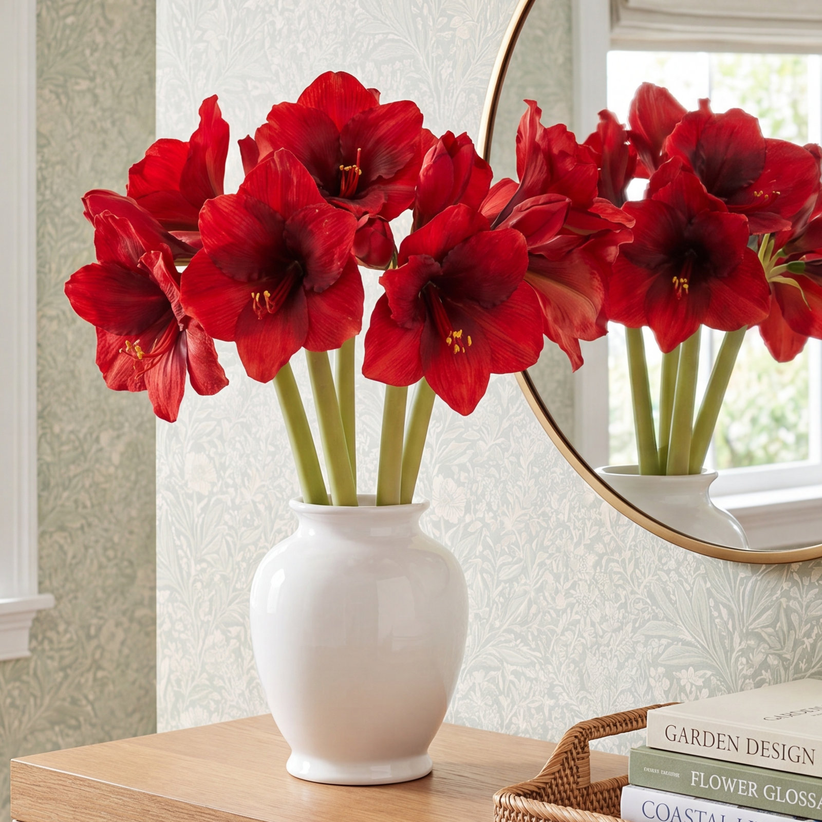 Amaryllis Floral Stems, Christmas Red