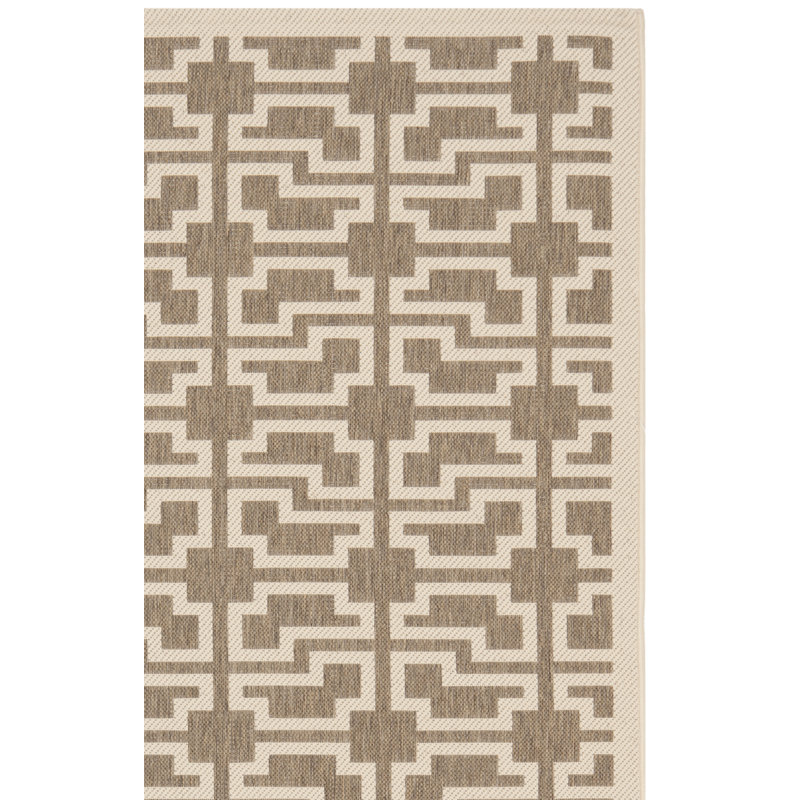 Arneshia Geometric Mocha/Beige Indoor / Outdoor Area Indoor/Outdoor Area Rug, Rectangle 4' x 5'7"