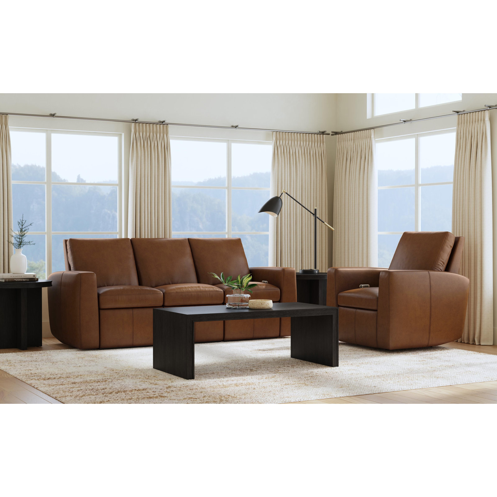 Elara 38" Genuine Leather Power Recliner, Brown