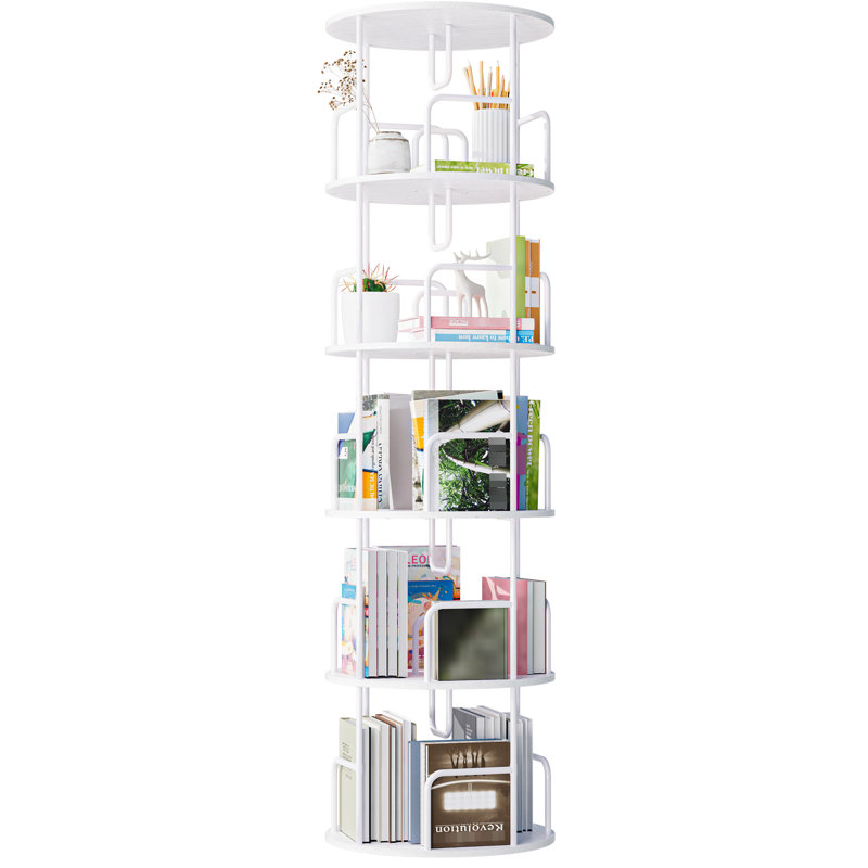Étagère pivotante 360 ° à 5 niveaux pour la maison et le bureau, plateau tournant blanc et lisse, White
