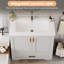 Meuble-lavabo autoportant avec 2 portes et 1 tiroir, poignée en métal, gris 36 po-295106677-295106674