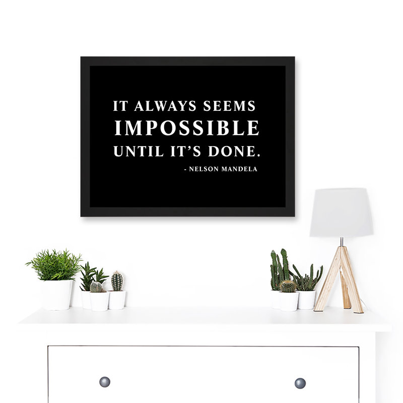 Nelson Mandela Always Impossible Done Quote Typography 1 Piece Single Picture Frame Wall Art