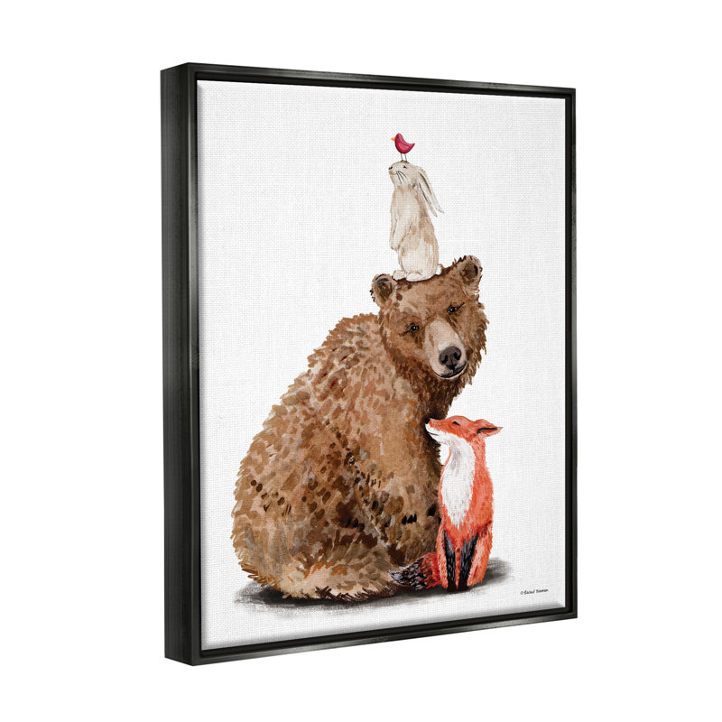 «Woodland Creatures Nature Animals - Floater Frame», impression sur toile, H 21 po x l 17 po x P 1,7 po