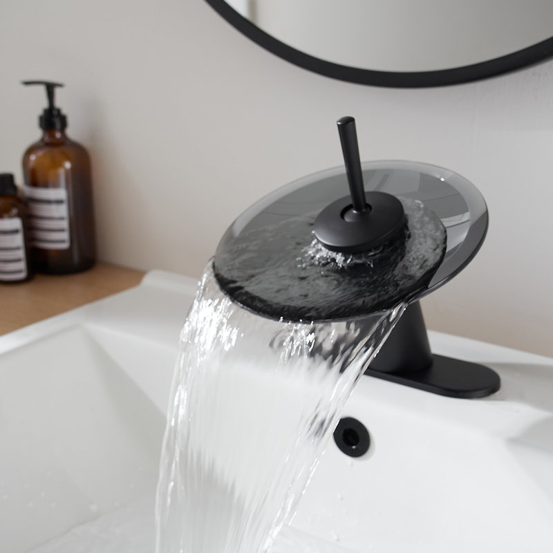 Waterfall Single Hole Single-Handle Bathroom Faucet, Matte Black