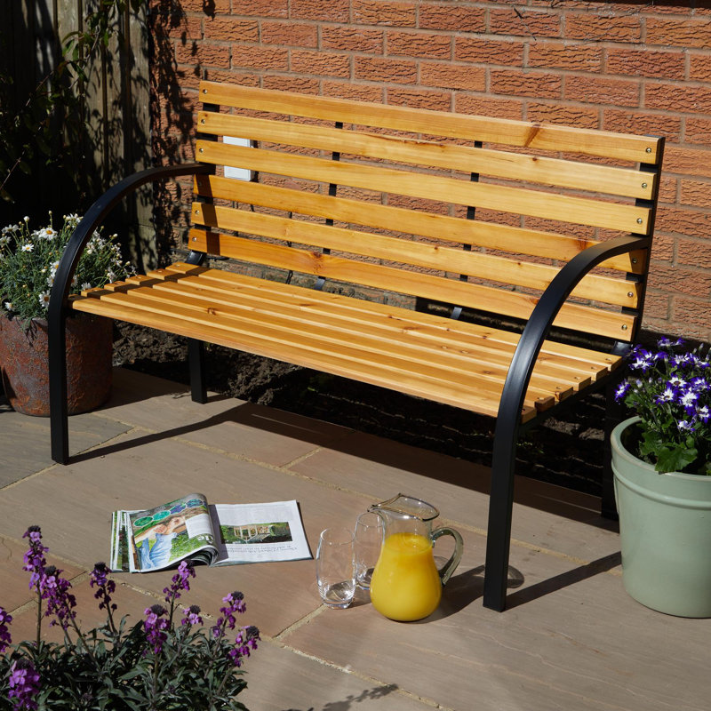 Lupine Metal Framed Curved 2 Person Outdoor Wooden Garden Bench