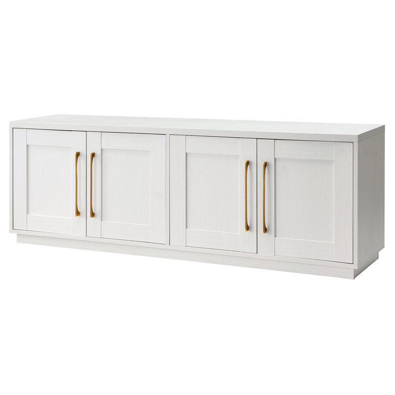 Meuble télé pour téléviseur de 75 po ou moins avec rangement, tablettes réglables et gestion des câbles Tillman - Console multimédia transitionnelle avec quincaillerie en laiton pour le salon