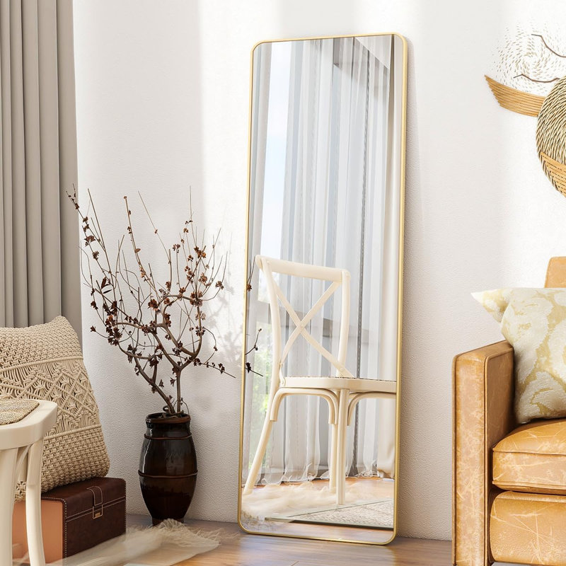 Full Length Mirror With Aluminum Alloy Frame, Shatterproof HD Glass, Freestanding Or Wall Mountable For Bedroom, Dressing Room, Living Room