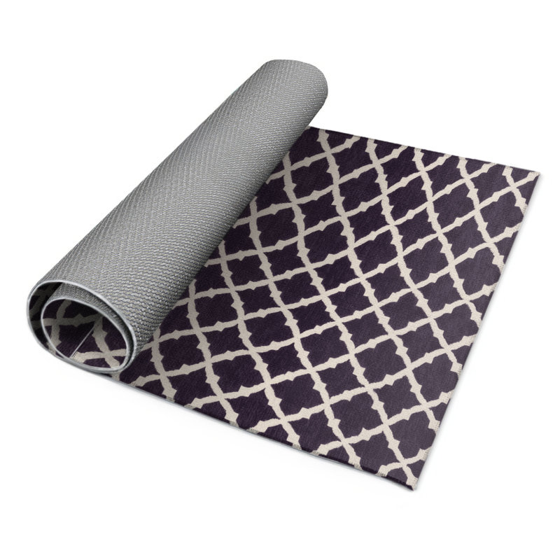 Trellis Purple Indoor and Outdoor Area Rug, Rectangle 3' x 5'