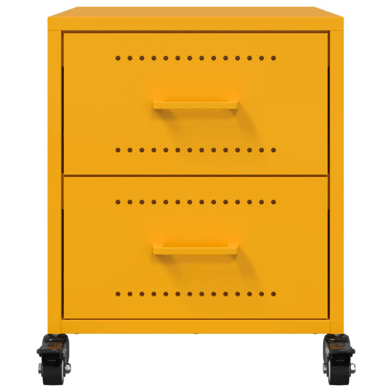 Angala 36 cm W Steel Bedside Table, Mustard Yellow