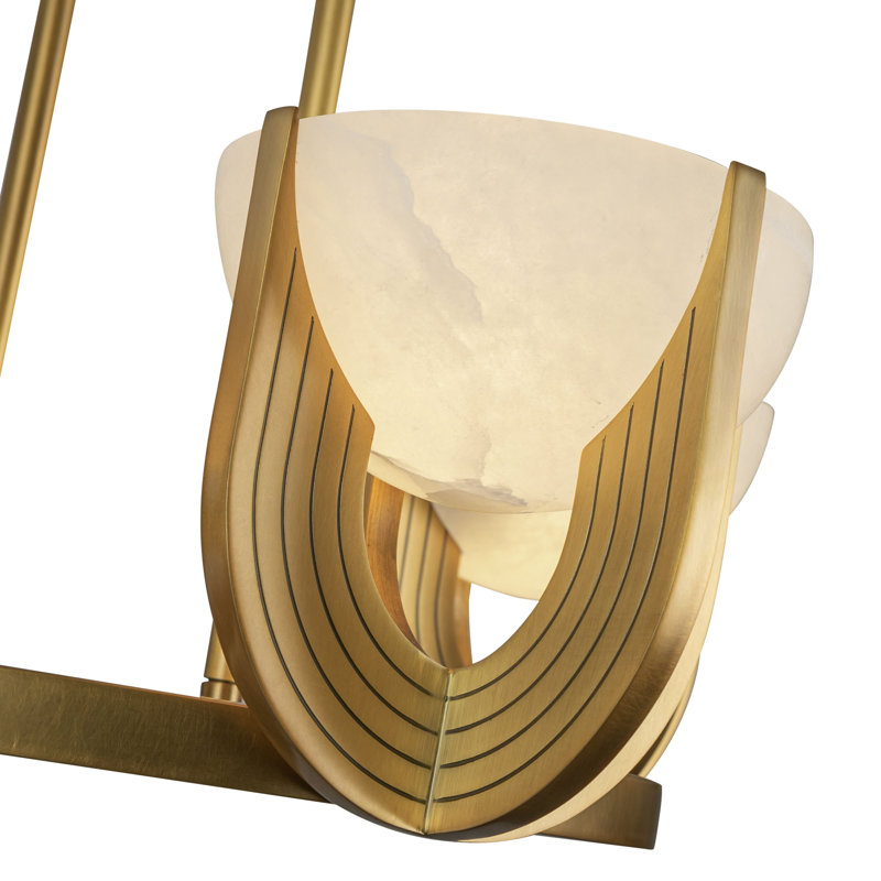 Colette Steel LED Chandelier by Elisa Carlucci, Vintage Brass, 6, 6.25" H x 27.25" W x 27.25" D