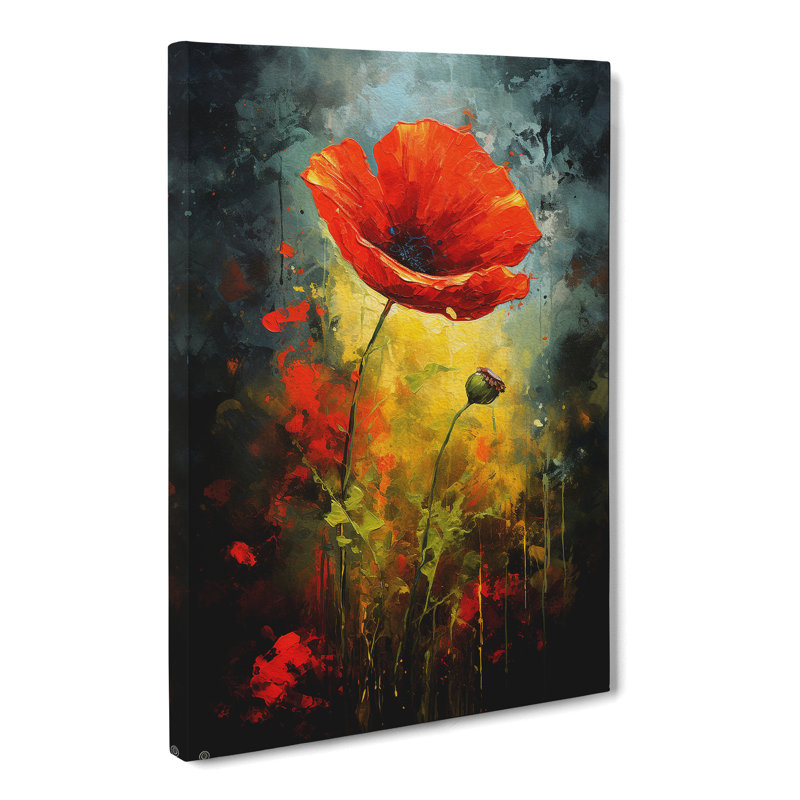 Poppy Flower Modern - Wrapped Canvas, 50cm H x 35cm W x 3cm D