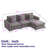L-shaped Sleeper With In Beige - 2.2 Inch Combination Modular , 3 Cushions, Pillows, Plastic Leg, Comfortable Upholstered Bedroom Furniture Modular, Leg For Garage-1922459398