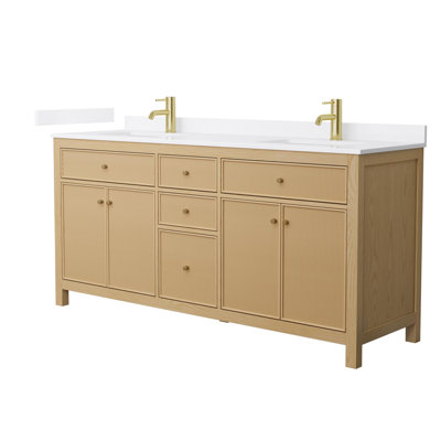 Pendry 72" Freestanding Double Bathroom Vanity with Cultured Marble Top