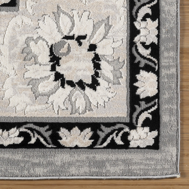 Mickle Ziyah Transitional Industrial Gray Ivory Cream High Low Easy Care Indoor Area Rug, Rectangle 6'6" x 9'