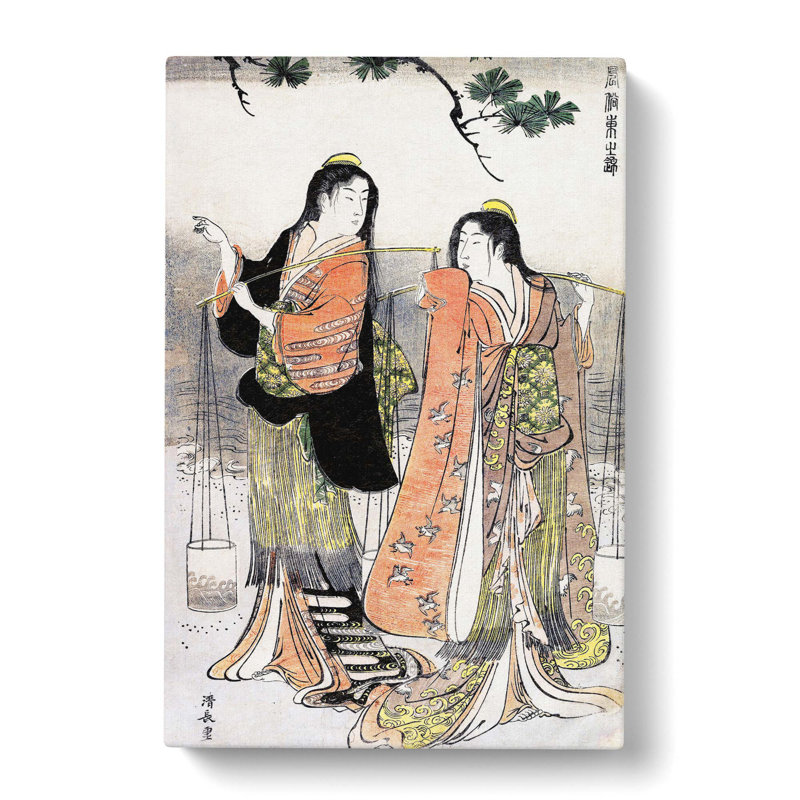 Maidens Of Suma by Torii Kiyonaga - Wrapped Canvas Painting, 60cm H x 40cm W x 3cm D