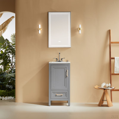 Meuble-lavabo simple autoportant de 18 po avec plateau entièrement assemblé