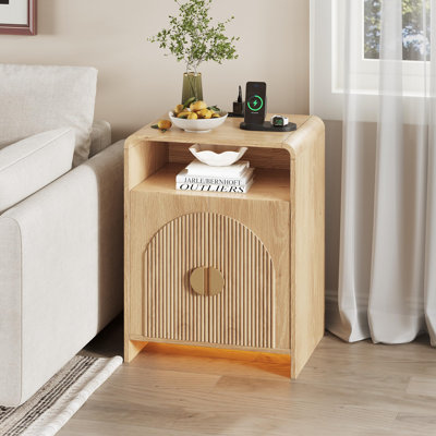 Nightstand With Charging Station And LED Lights