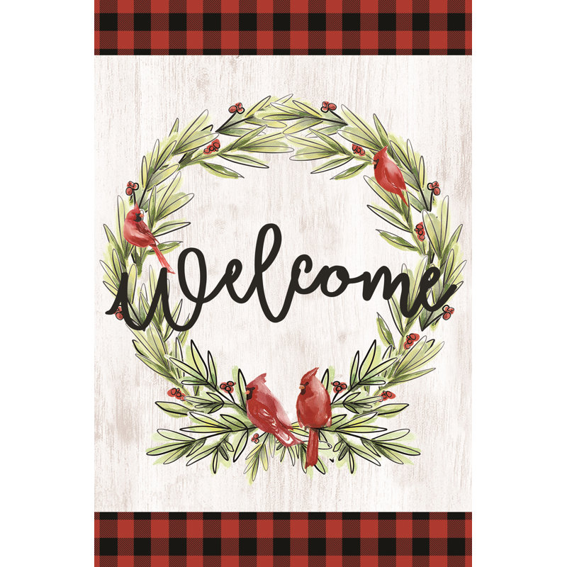 Welcome Cardinals On Wreath - Wrapped Canvas Print, 46cm H x 30cm W