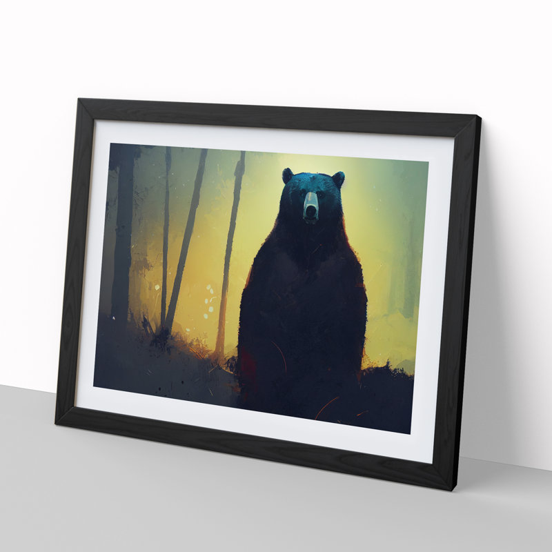 Bear Vol.2 - Single Picture Frame Print, Black, 46cm H x 64cm W x 2cm D