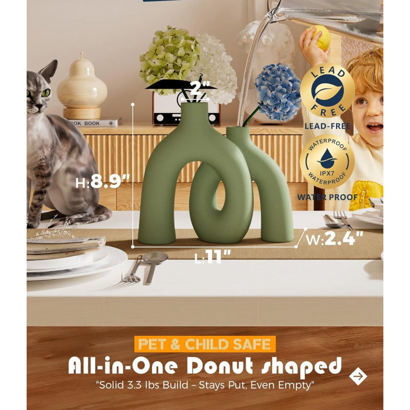 Ensemble de vases Hug Donut, Vert
