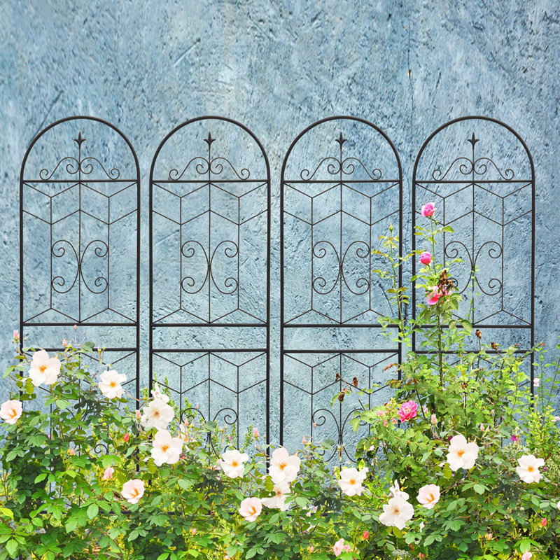 Ensemble de 4 treillis de jardin en métal 71 po x 19,7 po antirouille pour plantes grimpantes