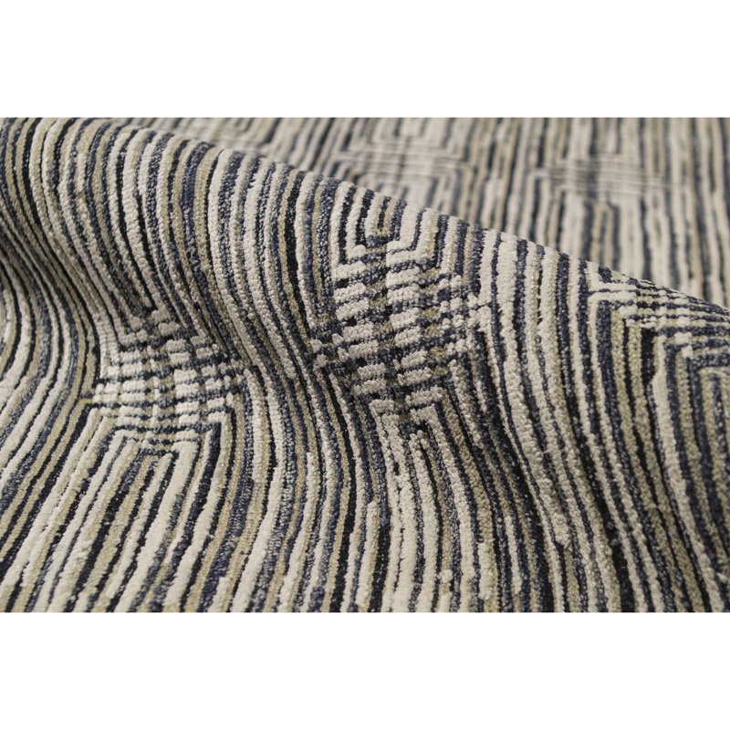 Hand-Knotted High-Quality Black and Ivory Area Rug