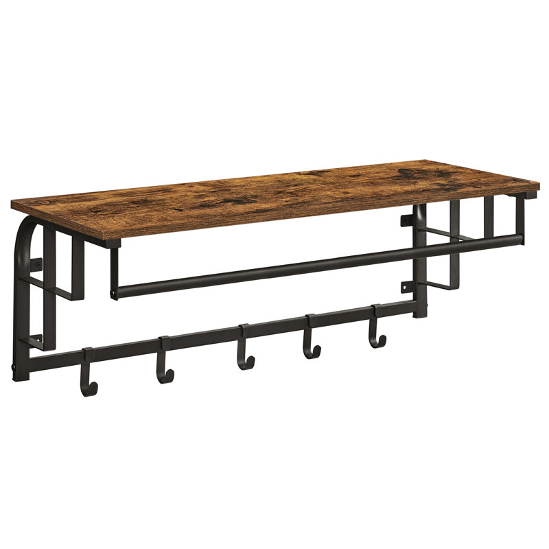 Maceus 5 - Hook Coat Rack, Rustic Brown/Black