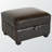 Kasius Ottoman in Rich Dark Brown Faux Leather and Solid Wood Legs, 14.9'' H X 24.9'' W X 20.85'' D