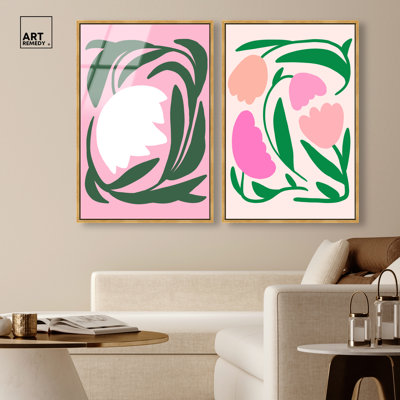 Abstract Wall Art Framed Acrylic Print Studio Wall Decor Set by Art Remedy, Gold Frame, 24 x 36