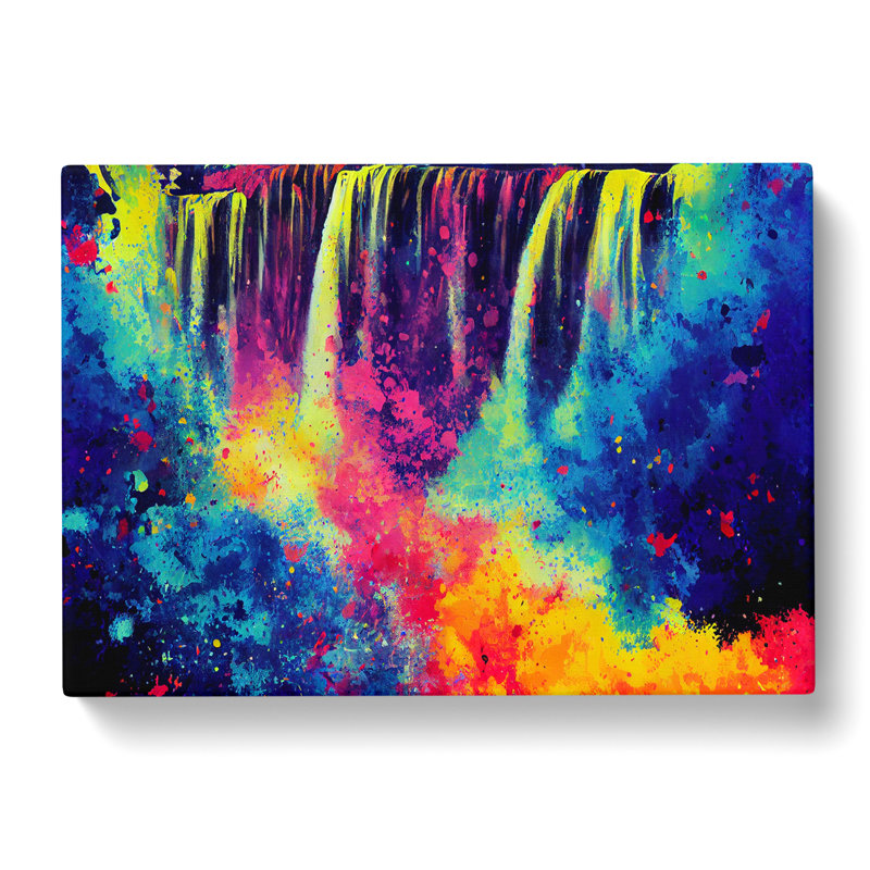 Waterfall Paint Splatter Vol.2 Abstract - Wrapped Canvas, 35cm H x 50cm W x 3cm D